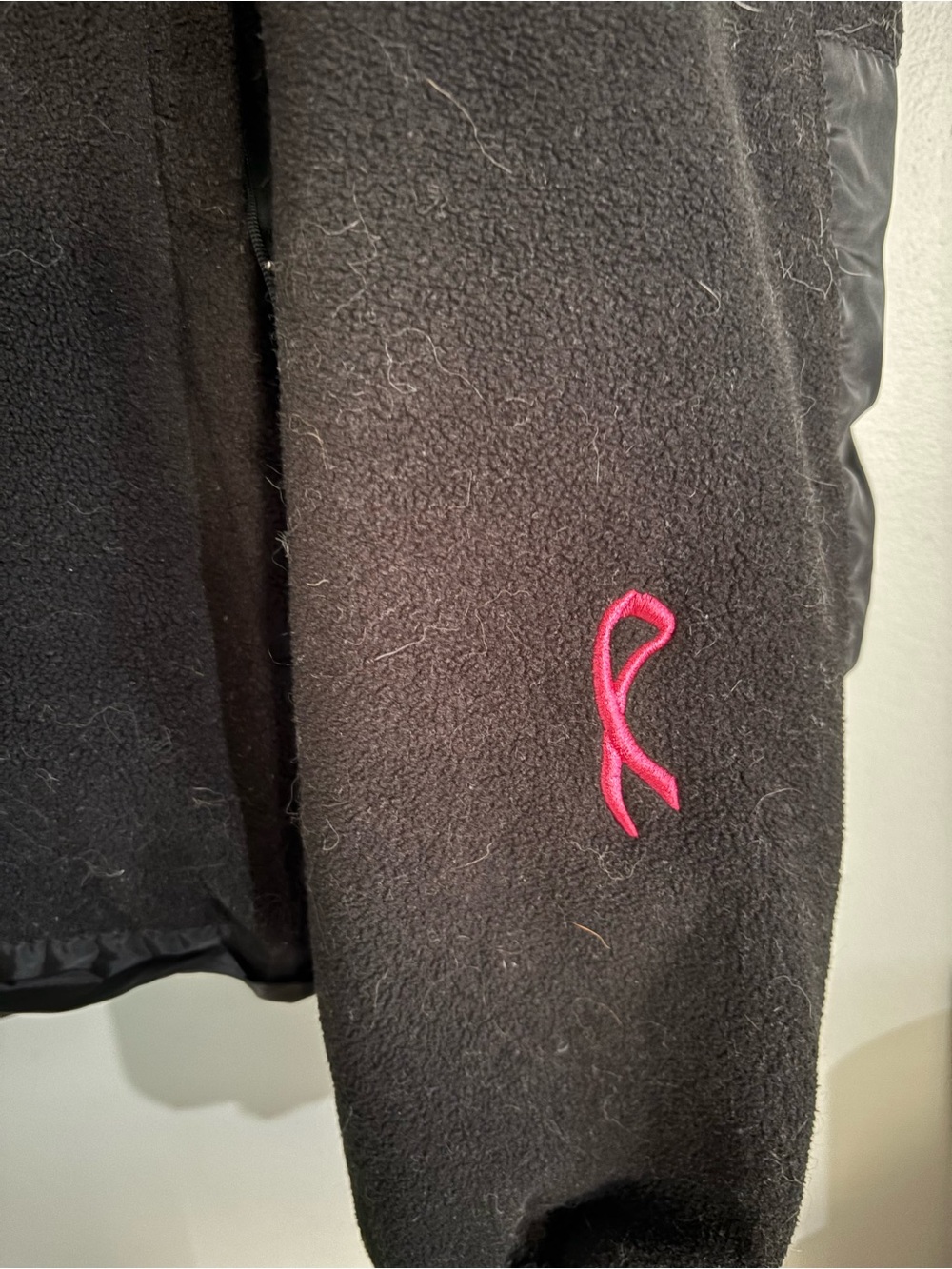 The North Face Black Fleece Jacket with Pink Logo Accent - Picture 2 of 7